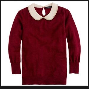 J Crew XS sweater Peter Pan collar Alpaca Wool burgundy.